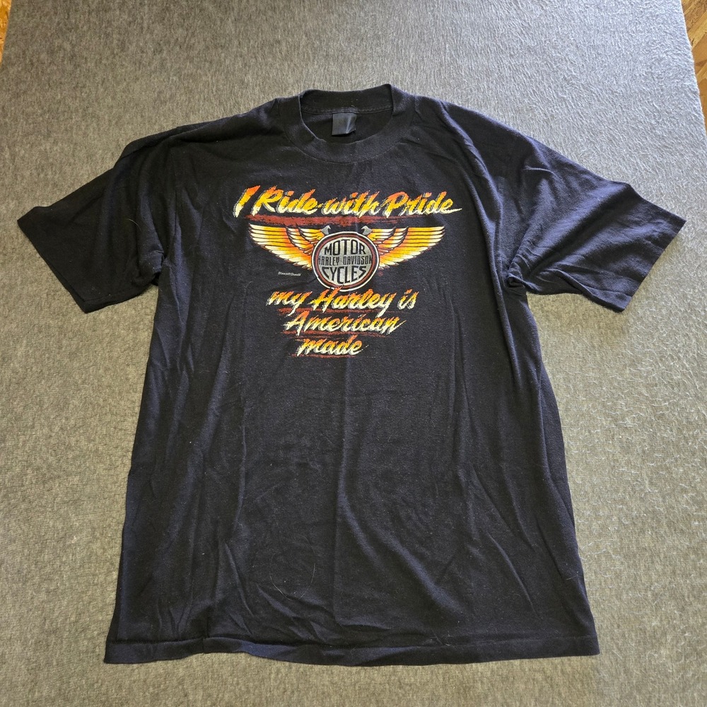 Vintage Harley Davidson 1984 3D Emblem T Shirt Mens XL Steve McDonald Paper Thin
